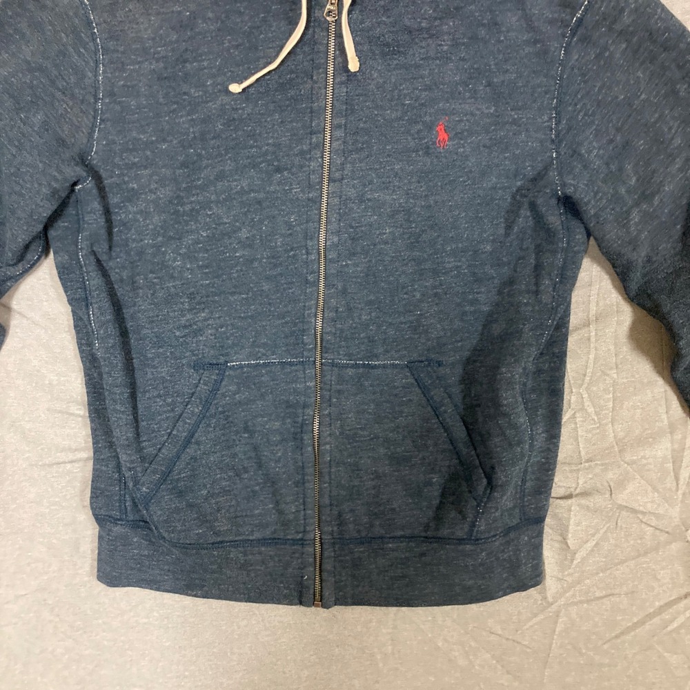 Polo Ralph Lauren Mens Blue Heathered‎ Full Zip Hoodie Sweatshirt Size Large - Picture 6 of 15